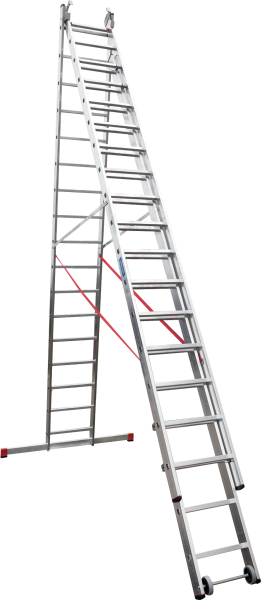 Лестница индустриальная алюминиевая трехсекционная 3x17 ступеней NV5230 Новая высота 5230317