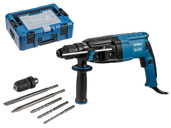 Перфоратор BULL BH 2802 в чем. Xcase 850 Вт, 3.2 Дж, 28 мм, 4 реж. + 2 зубила, 3 сверла, БЗП 