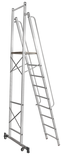 Стремянка передвижная профессиональная 9 ступеней с платформой 450x450 мм NV1540 Новая высота 1540109