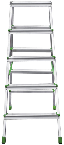 Стремянка алюминиевая двухсторонняя 2x5 ступеней площадка 260мм NV 212 Новая высота 2120205