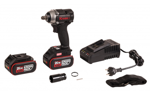Гайковерт аккумуляторный бесщеточный Kress KU272.2 20В 400Нм 4Ач х 2 ЗУ 2А кейс