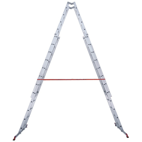 Стремянка алюминиевая 4x12 ступеней двухсторонняя с регулировкой высоты NV5183 Новая Высота 5183412