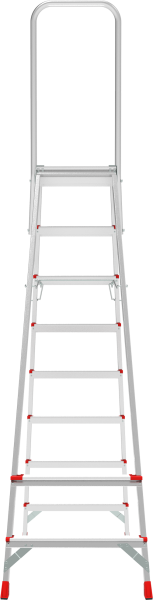Стремянка профессиональная алюминиевая 8 ступеней площадка 350х260 мм дуга безопасности 800 мм NV3136 Новая высота 3136108