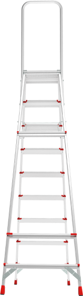Стремянка профессиональная алюминиевая 9 ступеней площадка 350х260 мм дуга безопасности 800 мм NV3136 Новая высота 3136109