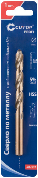 10,0x87/133 мм Сверло по металлу HSS-Co 5% (блистер) Cutop Profi 48-387