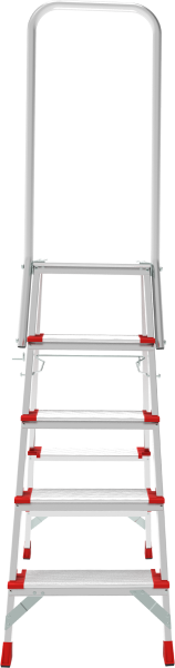 Стремянка профессиональная алюминиевая 5 ступеней 130мм площадка 350х260мм дуга безопасности 800мм Новая высота 3139105