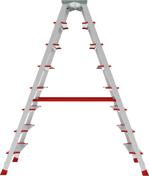 Стремянка профессиональная алюминиевая двухсторонняя 2x8 ступеней 130 мм площадка 260 мм NV3127 Новая высота 3127208