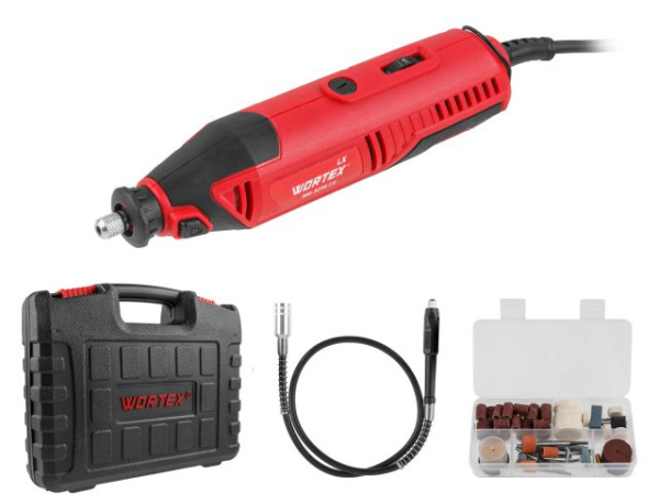 Гравер электрический WORTEX LX MG 3214-1 E в чем.+аксессуары 130 Вт,10000-35000 об/мин,цанги 3,0/3,2 