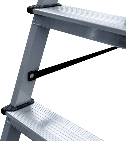 Стремянка алюминий-сталь двухсторонняя 2x4 ступени с площадкой 260 мм NV2140 Новая высота 2140204