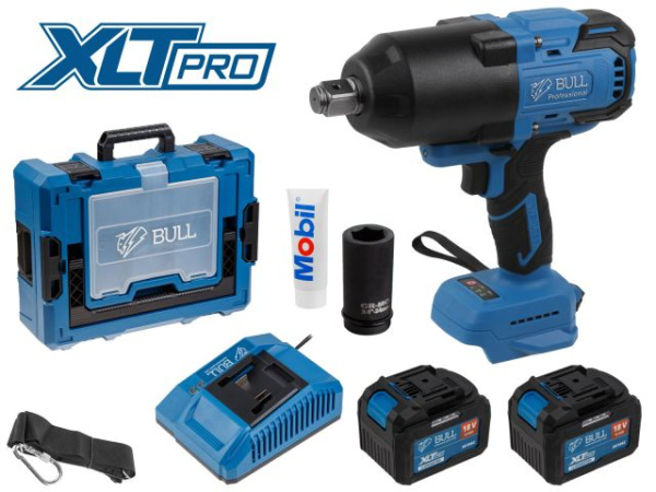 Аккумуляторный ударный гайковерт BULL SC 1810 Xcase, XLTpro, БЕСЩЕТ., 18 В, 1500 Н*м, 3/4", 2х6 А*ч, з/у 6 А 