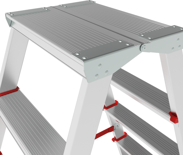 Стремянка профессиональная алюминиевая 2x4 ступени двухсторонняя с площадкой 350х260 мм NV3121 Новая высота 3121204