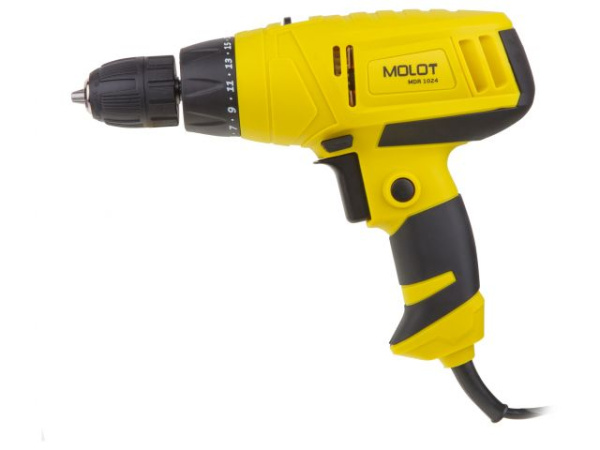 Дрель-шуруповерт MOLOT MDR 1024 в кор. (350 Вт, патрон БЗП, 20 Нм, шурупы до 6 мм)