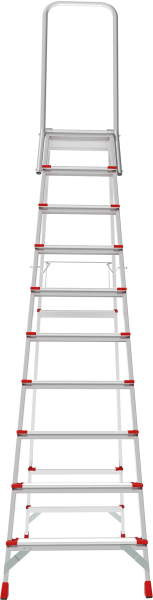 Стремянка профессиональная алюминиевая 10 ступеней 130мм площадка 350х260мм дуга безопасности 800мм Новая высота 3139110