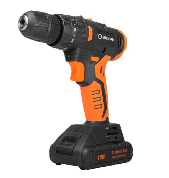 Дрель-шуруповерт аккумуляторная ДА-18Л-2КУ/Б (2,0 А/ч) (бесщеточный двигатель) Вихрь