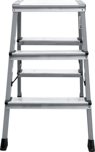 Стремянка алюминий-сталь двухсторонняя 2x3 ступени с площадкой 260 мм NV2140 Новая высота 2140203
