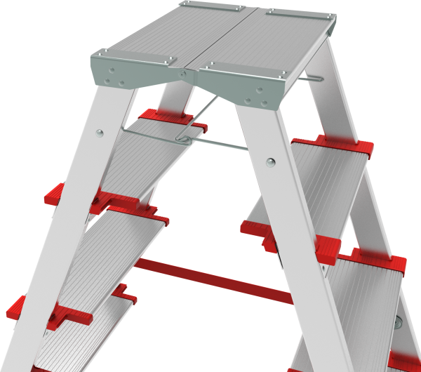 Стремянка профессиональная алюминиевая двухсторонняя 2x5 ступеней 130 мм площадка 260 мм NV3127 Новая высота 3127205