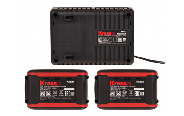Комплект Kress KAD22: батарея аккумуляторная 20В 6Ач х 2шт зарядное устройство 6А 1шт