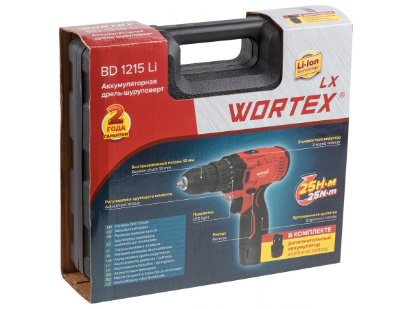 Аккум. дрель-шуруповерт WORTEX LX BD 1215 Li в чем. 
