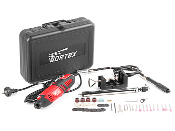 Гравер электрический WORTEX MG 3218 E в чем. + аксессуары (180 вт, 8000-35000 об мин, макс цанга 3.2 мм, чем.+ 40 аксесс., гибкий вал, держатель)