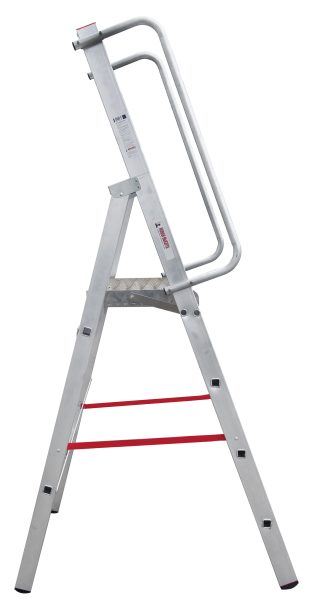 Стремянка алюминиевая 4 развальцованных ступеней 80 мм площадка 400х400 мм NV5170 Новая высота 5170104