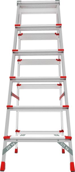 Стремянка профессиональная алюминиевая двухсторонняя 2x6 ступеней 130 мм площадка 260 мм NV3127 Новая высота 3127206