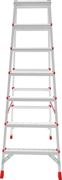 Стремянка профессиональная алюминиевая 2x7 ступеней двухсторонняя с площадкой 350х260 мм NV3121 Новая высота 3121207