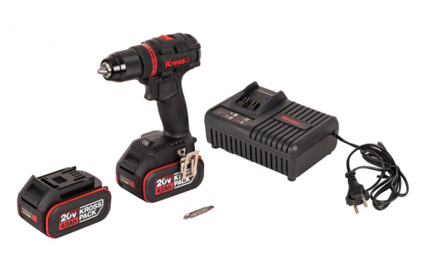 Дрель-шуруповерт аккумуляторная бесщеточная Kress KUA71 20В 60Нм 4Ач х 2 ЗУ 6А кейс