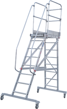 Индустриальная передвижная лестница-подмости 8 ступеней с платформой и ограждением NV5510 Новая высота 5510108