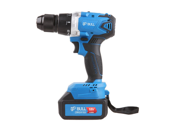 Аккум. дрель-шуруповерт BULL SR 1802 в чем. (18.0 В, 2 акк., 4.0 А/ч Li-Ion, 2 скор., 80 Нм, шурупы до 10 мм)