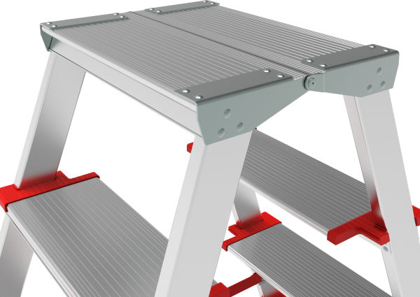 Стремянка профессиональная алюминиевая двухсторонняя 2x2 ступени 130 мм площадка 260 мм NV3127 Новая высота 3127202