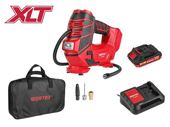 Аккумуляторный компрессор WORTEX CTI 1811 в кор. ALL1 XLT SET 18 В, 11 бар, 12 л/мин, 1х2 А*ч, зу 