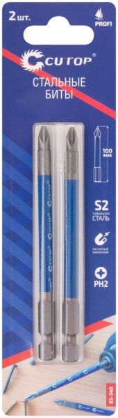 PH 2х100 мм Набор магнитных бит (2 шт.) Cutop Profi 83-340