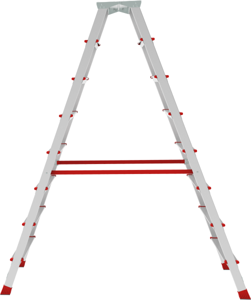 Стремянка профессиональная алюминиевая 2x8 ступеней двухсторонняя с площадкой 350х260 мм NV3121 Новая высота 3121208