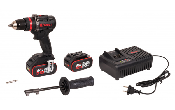 Дрель-шуруповерт аккумуляторная бесщеточная ударная Kress KUC33 20В 95Нм 4Ач х 2 ЗУ 6А кейс