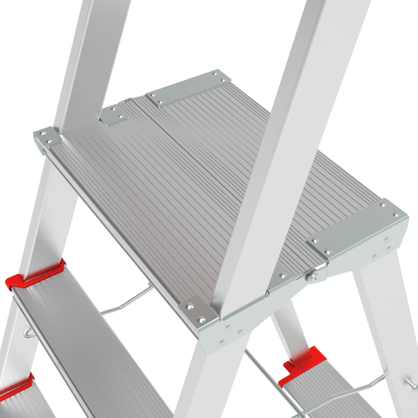 Стремянка односторонняя алюминиевая 8 ступеней профессиональная площадка 350х260 мм органайзер NV 3135 Новая Высота 3135108