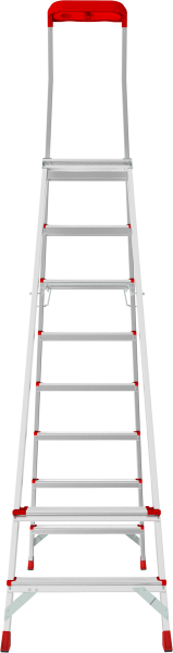 Стремянка односторонняя алюминиевая 8 ступеней профессиональная площадка 350х260 мм органайзер NV 3135 Новая Высота 3135108