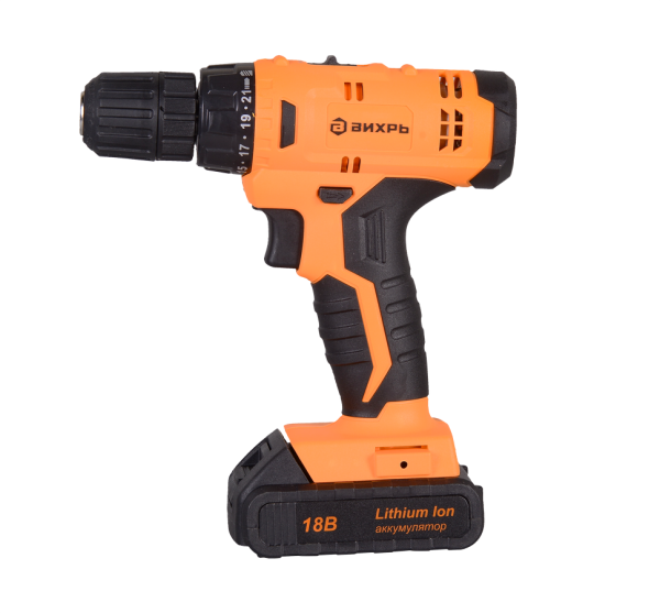 Дрель-шуруповерт аккумуляторная ДА-18Л-2К (2,0 А/ч) Вихрь