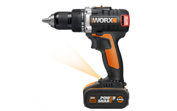 Аккумуляторный шуруповерт WORX BL WX175, 20В, бесщеточный,  2Ач х 2, кейс