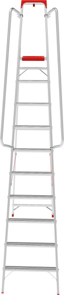 Стремянка индустриальная алюминиевая 10 развальцованных ступеней органайзер NV5115 Новая высота 5115110