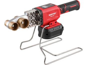 Аккумуляторный сварочный аппарат для полимерных труб WORTEX  CWM 1834 ALL1 XLT SOLO + 3 насадки 