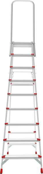 Стремянка профессиональная алюминиевая 9 ступеней 130мм площадка 350х260мм дуга безопасности 800мм Новая высота 3139109