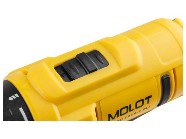 Аккум. дрель-шуруповерт MOLOT MBD 1815-1 DLi в чем. (18.0 В, 2 акк., 1.5 А/ч Li-Ion, 2 скор., 30 Нм, шурупы до 10 мм)