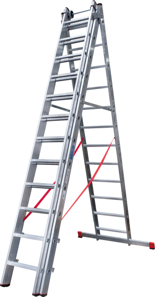 Лестница индустриальная алюминиевая трехсекционная 3x12 ступеней NV5230 Новая высота 5230312