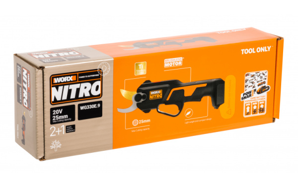 Секатор аккумуляторный WORX WG330E.9, 20В, 25см, без АКБ и ЗУ