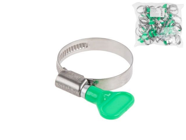 25-40 мм Хомут червячный с ключом бабочка нерж.сталь W2 (50 шт.)