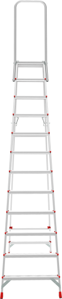 Стремянка профессиональная алюминиевая 12 ступеней площадка 350х260 мм дуга безопасности 800 мм NV3136 Новая высота 3136112