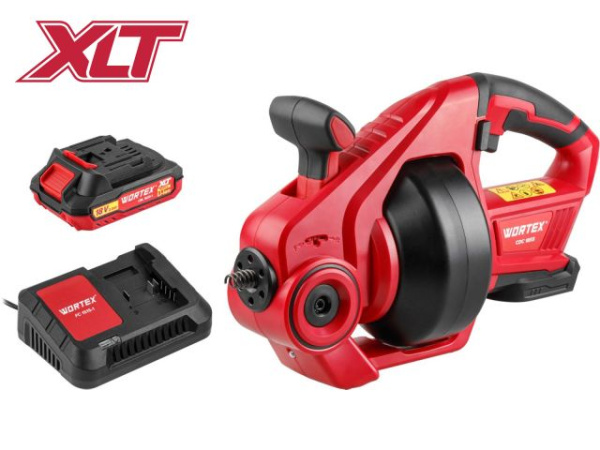 Аккумуляторная прочистная машина WORTEX CDC 1855 в кор. ALL1 XLT SET 0-550 об/мин, трос 7,6 м. 