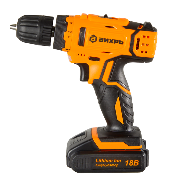 Дрель-шуруповерт аккумуляторная ДА-18Л-2К/Б (2,0 А/ч) (бесщеточный двигатель) Вихрь
