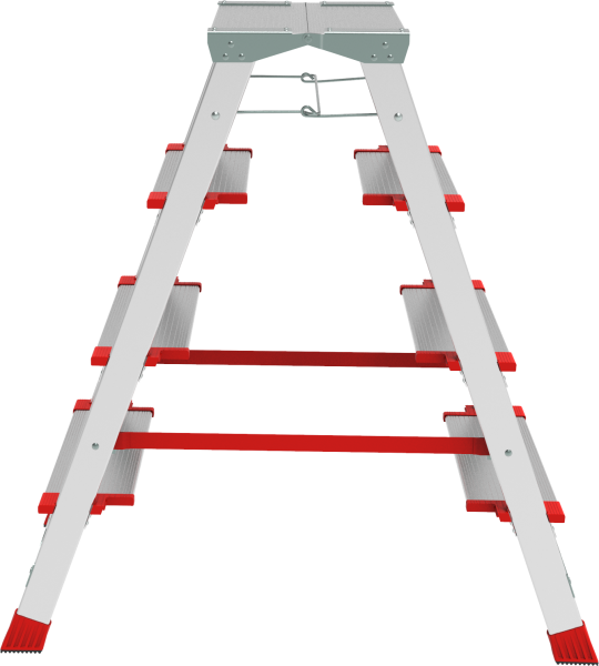 Стремянка профессиональная алюминиевая двухсторонняя 2x4 ступени 130 мм площадка 260 мм NV3127 Новая высота 3127204