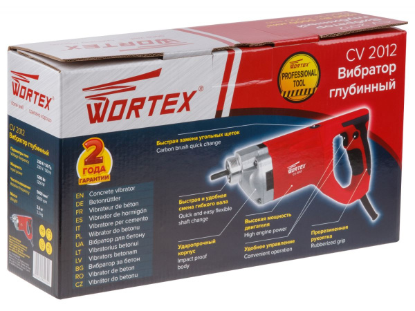Вибратор глубинный WORTEX CV 2012 в кор. (220 В, 1200 Вт, БЕЗ ВАЛА, БЕЗ НАКОНЕЧНИКА, замена вибратора глубинного СV 1512)